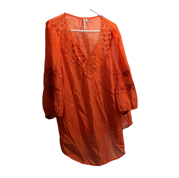 💥 Grande & Greene Orange Peasant Blouse 1X - Picture 1 of 1